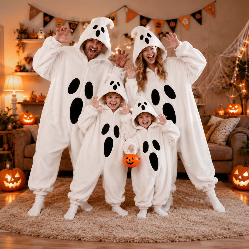 Halloween Ghost Plush Pajamas for Children and Adults