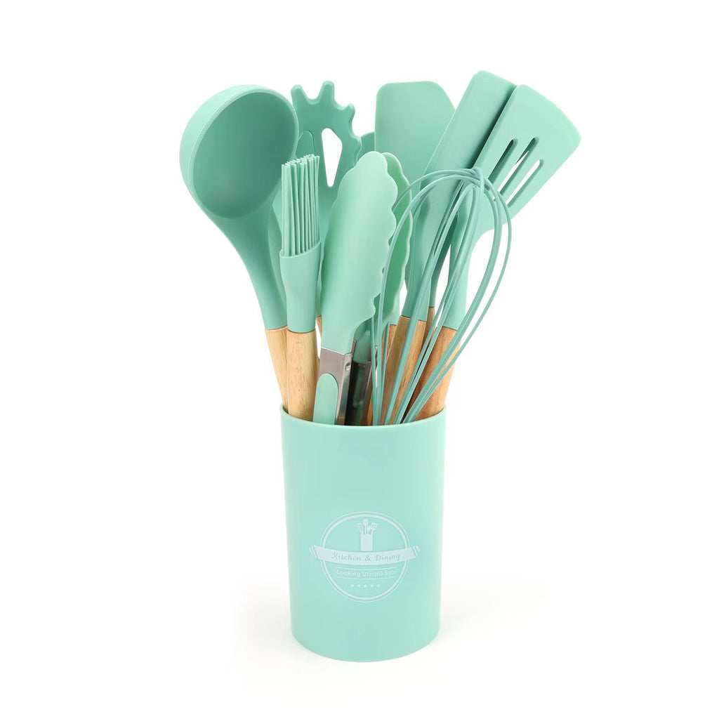 Wooden Handle Silicone Kitchenware 12-Piece Set